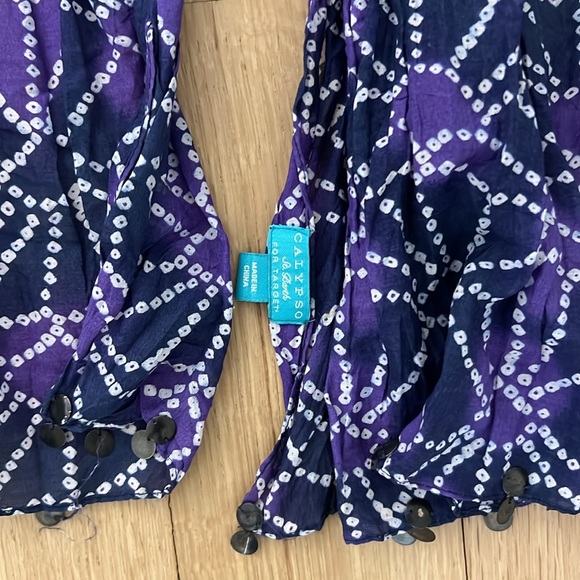 Calypso for Target Long Blue and Purple Scarf with Beads - Picture 3 of 4